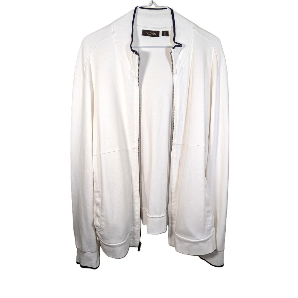 Tasso Elba White Cotton Full Zip Jacket Men’s Medium